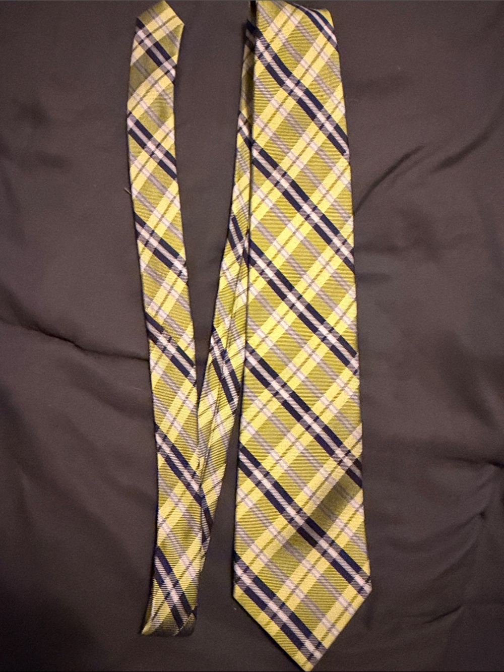 Izod Yellow and Navy Plaid Men's Tie